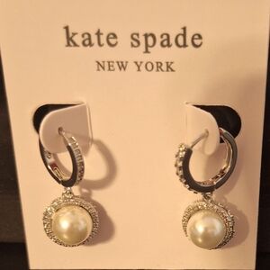 Brand new kate spade pearl dangle silver earrings